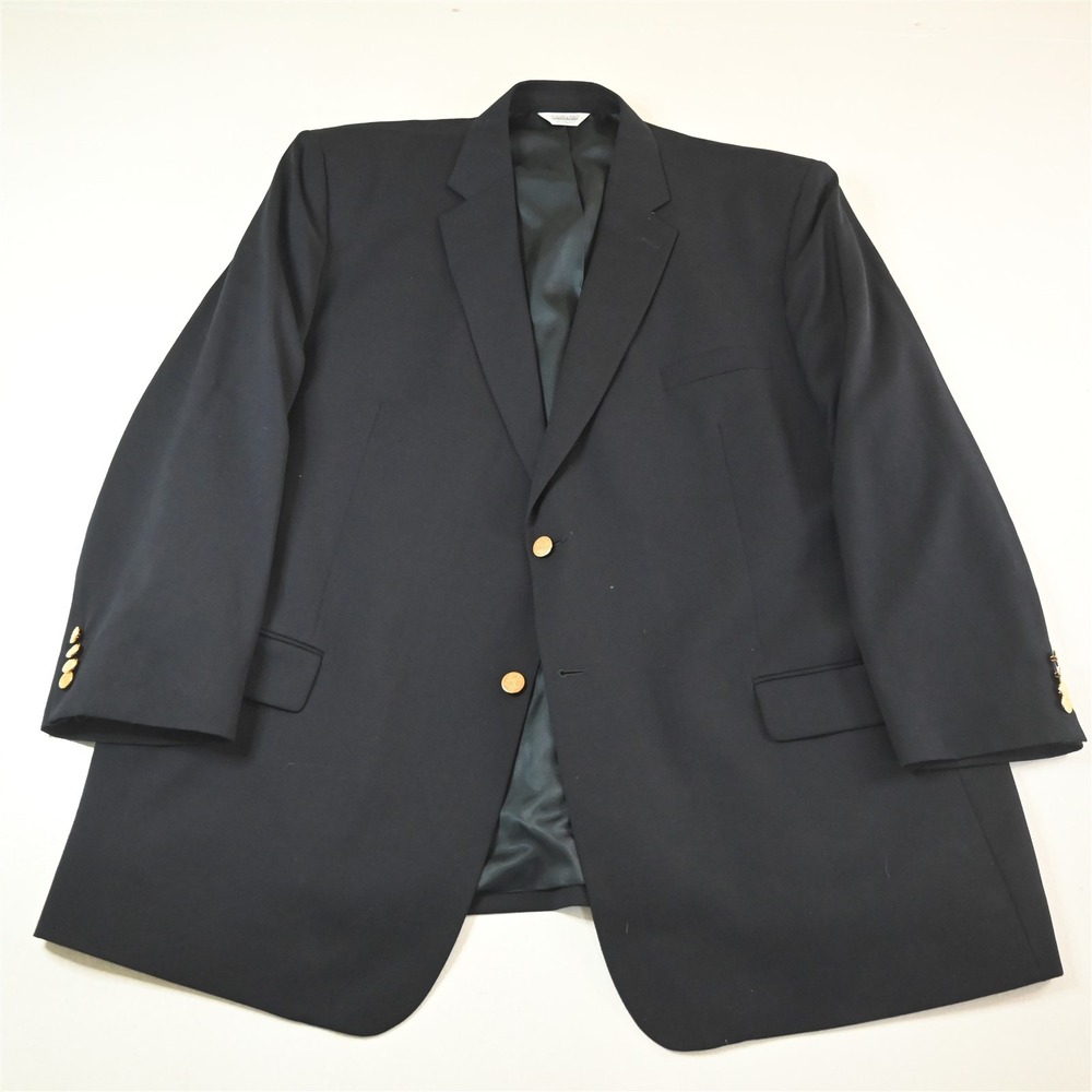 Joseph & Feiss 54L Navy Blue 100% Wool Gold Button Mens Blazer Jacket Sport Coat